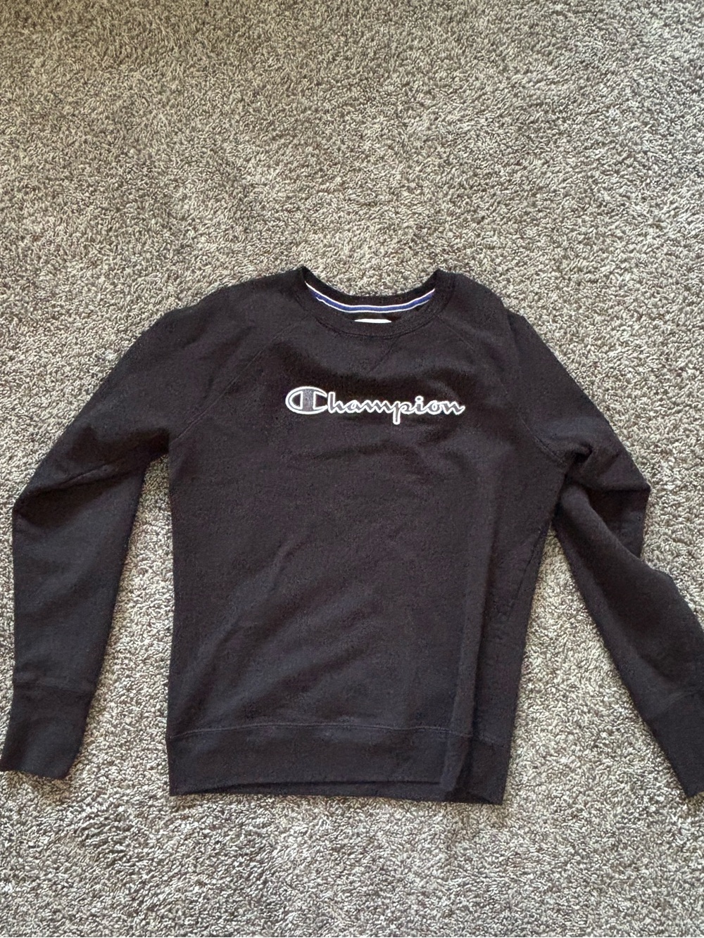 Champion Black Logo Crew Sweatshirt